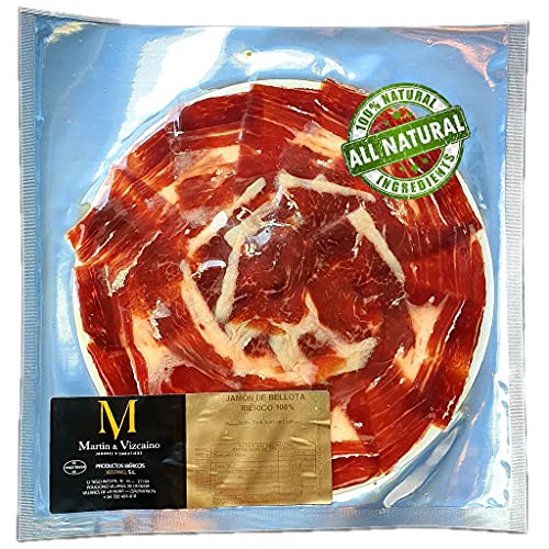 Jambon 100% Iberique BELLOTA et 100% naturel Tranche a Couteau et Affiné 36+ Mois - 100 grammes Jambon PATA NEGRA De porcs ibériques nourris avec des glands - Jambon Espagnol en Tranches Cover