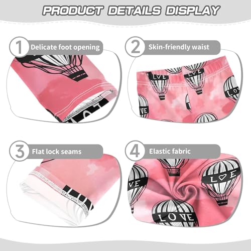 ALAZA Girls' Leggings Children's Yoga Pants Skinny Printed Dance Hot Air Balloon Love Comfortable 4T2