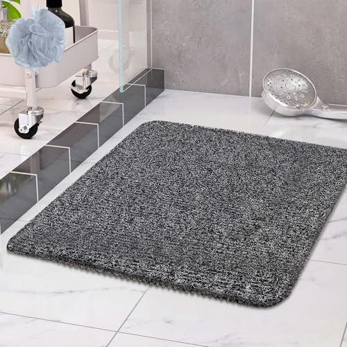 COSYLAND tappeto doccia antiscivolo - tappetino doccia antiscivolo morbido esfoliante - tappeto doccia per bambini e anziani, con drenaggio rapido in PVC, 80x80cm(Nero e Bianco)