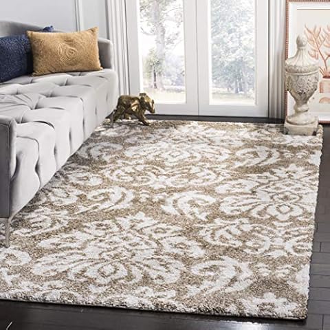 SAFAVIEH Florida Shag Collection 5'3" x 7'6" Beige/Cream Area Rug Cover