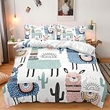 Elnonthy Animal Print Comforter Cover Set Queen Size - Adorable Cartoon Alpaca Bedding Set Collection, Includes Duvet Cover & Pillow Cases