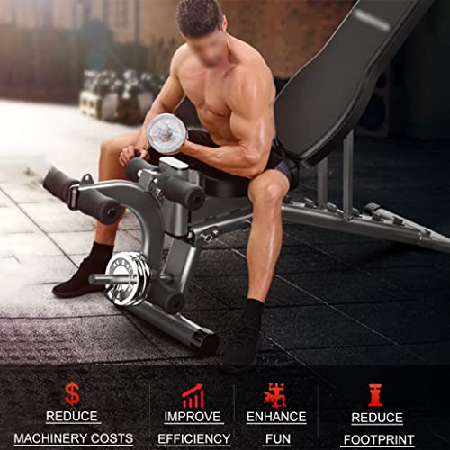 Multifunctionele Halterbank Sit-up Fitnessapparatuur Home Buikspierbord Opklapbare Bankdrukkruk Verstelbare Krachttrainingsbank Met 6 Snelheden 330 Pond (Color : Black, Size : 178x36x45 cm) - Image 3