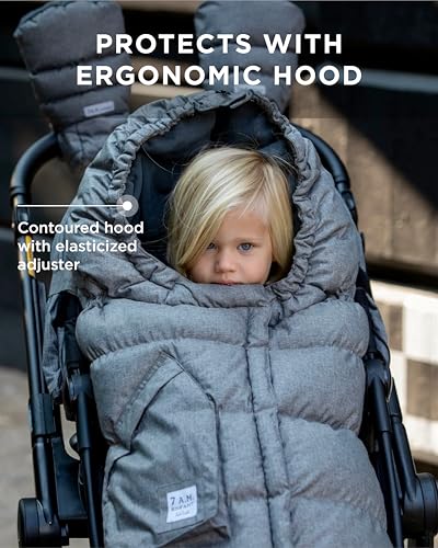 Image of 7AM Enfant Stroller Blanket 212 - Adjustable Baby Car Seat Zipped Blanket for Babies Winter, Unisex Multi Purpose Fleece Lined Warm Hooded Toddler Footmuff Water Repellent | (6M - 4T)