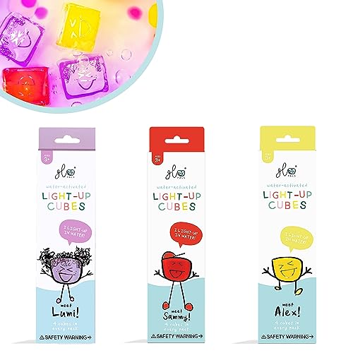 Image of Glo Pals Water-Activated Light-Up Cubes Bundle for Sensory Play (Wacky Wild West – Purple, Yellow + Red)