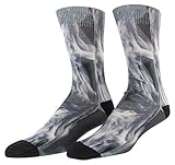 Sof Sole Mens Digital Design Smoke Print Casual Crew Socks Black 8.5/12.5, Color: Black/White/Gray