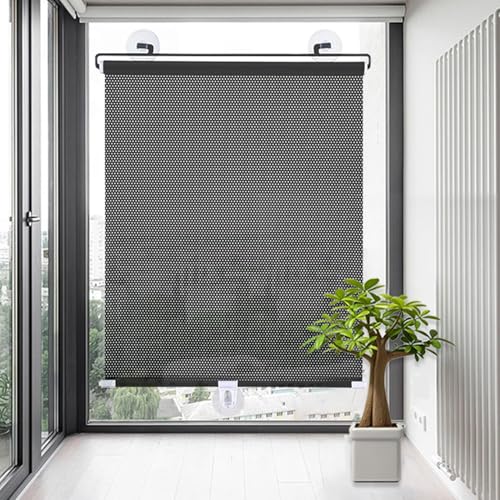Persiana Enrollable con Ventosa 50x125cm Cortina de Protección Solar Térmica para Ventanas Estor Enrollable Parasol Temporal Opaco sin taladrar para El Hogar y La Oficina
