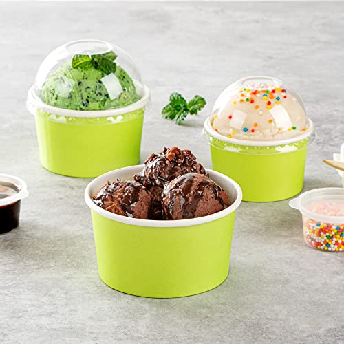 Image of Coppetta 8-Ounce Dessert Cups, 50 Disposable Ice Cream Cups - Lids Sold Separately, Sturdy, Light Green Paper Frozen Yogurt Bowls, For Hot And Cold Foods, Perfect For Gelato Or Mousse - Restaurantware