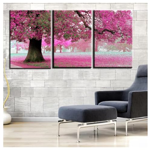 Peinture sur toile art mural paysage arbre rose pour illuminer un mur blanc