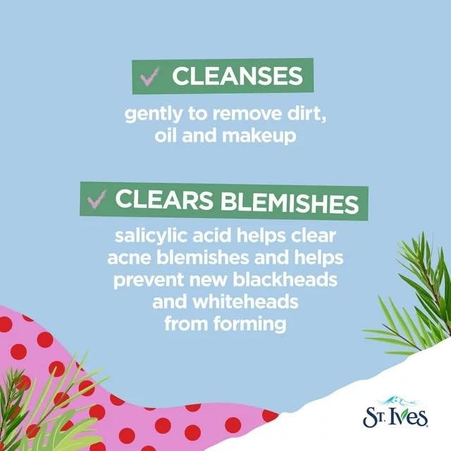Miniatura 4 de St. Ives Limpiador facial para control del acné, cuidado de la piel con 2% de ácido salicílico y extracto de árbol de té 100% natural, 8 onzas