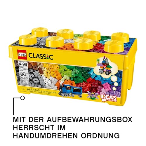 LEGO 10696 Classic Mittelgroße Bausteine-Box, Bausteine mit Aufbewahrungsbox für Kinder, Geschenk für Jungen und Mädchen ab 4 Jahren
