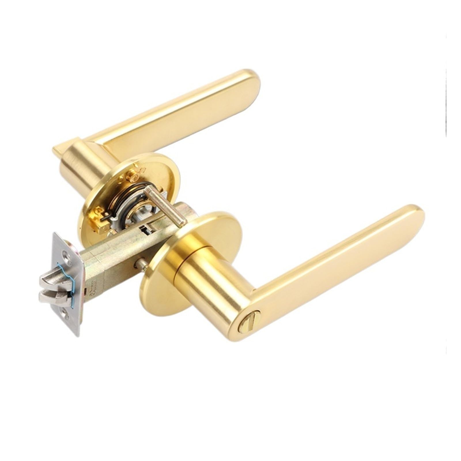 Sjloynwq 24K Gold Keyless Silent Door Lock Three-Pole Round Handle(24K Gold Keyless)