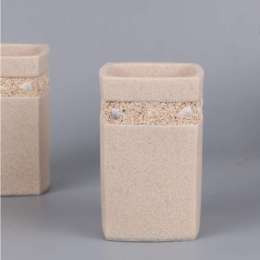 Estilo Moderno Juego de Accesorios de Baño de Resina Conjunto de Baño con Porta Cepillo de Dientes, 2 Tazas, Dispensador de Jabón Líquido, Jabonera, Arena Creativa,with Reverse Tray