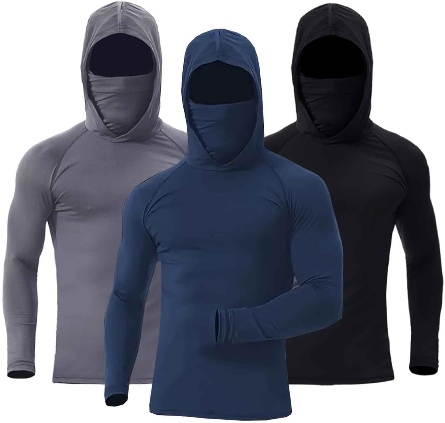 Men’s UPF 50+ Sun Protective Hoodies: 3-Pack Moisture-Wicking Shirts Men’s UPF 50+ Sun Protective Hoodies: 3-Pack Moisture-Wicking Shirts
