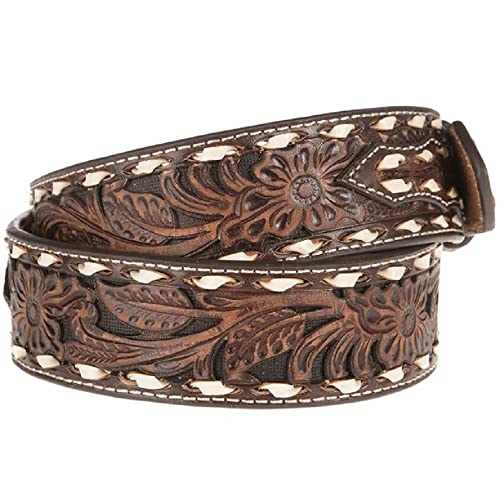 ARIAT Men's Tapered Ivory Buck Laced Floral Embossed Belt2