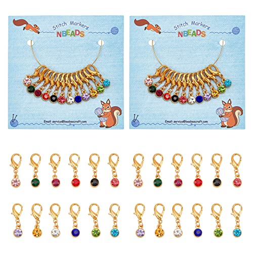 NBEADS 24 Pcs Birthstone Theme Stitch Markers, Alloy Crochet Charms Locking Marker for Knitting, Weaving, Sewing Accessories and Jewelry Making - Handmade Gift