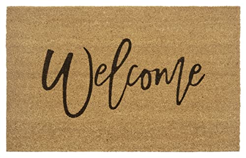 Hanse Home Kokos Fußmatte für Innen 45x75cm – Fussmatte Kokosmatte Schmutzfangmatte Welcome Design, rutschfest für Eingangsbereich & überdachten Außenbereich – Natur