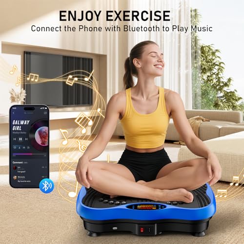 Image of Vibration Plate Exercise Machine, 130 Levels Full Body Workout Vibrating Plate for Lymphatic Drainage Weight Loss, 450 Lbs Capacity Shake Platform with Bluetooth for Women Men