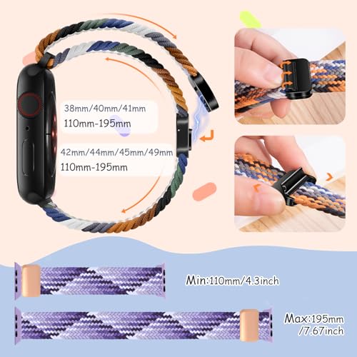 Braided Magnetic Bands Compatible with Kids Apple Watch Band, Adjustable for Small Wrist | Compatible with Series 1-10/SE/Ultra | 38/40/41/42/44/45mm/46mm/49mmSoft & Durable Replacement Strap - image 5