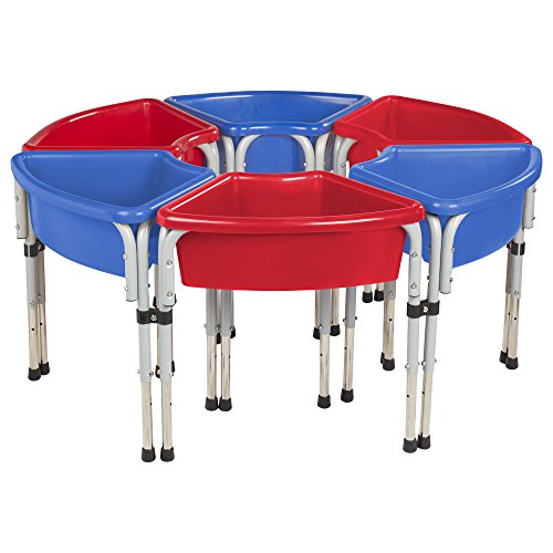 ECR4Kids Assorted Colors Sand and Water Adjustable Activity Play Table Center with Lids, Round (6-Station)
