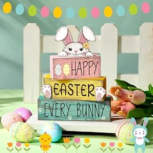 4 Pcs Easter Table Decorations Bunny Tiered Tray Decor Wooden Bunny Block Signs Gifts Happy Easter Centerpiece for Tables Wood Rabbit Tabletop Signs for Kitchen Home Shelf Office Decor 4 Pcs Easter Table Decorations Bunny Tiered Tray Decor Wooden Bunny Block Signs Gifts Happy Easter Centerpiece for Tables Wood Rabbit Tabletop Signs for Kitchen Home Shelf Office Decor