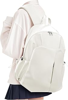 VGOCO College Backpack for Women Men Lightweight Casual Aesthetic Backpack Laptop Backpack Travel Rucksack Daypack Backpacks for Men Women Work Commuter Back Pack Beige