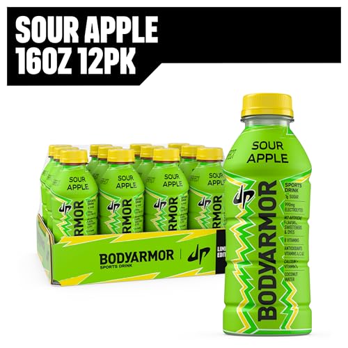 Image of BODYARMOR LYTE, Dude Perfect Sour Apple, Electrolyte Drink, 16 Fl Oz Bottles (12 Pack), Coconut Water Sports Drink, Natural Flavor & B Vitamins