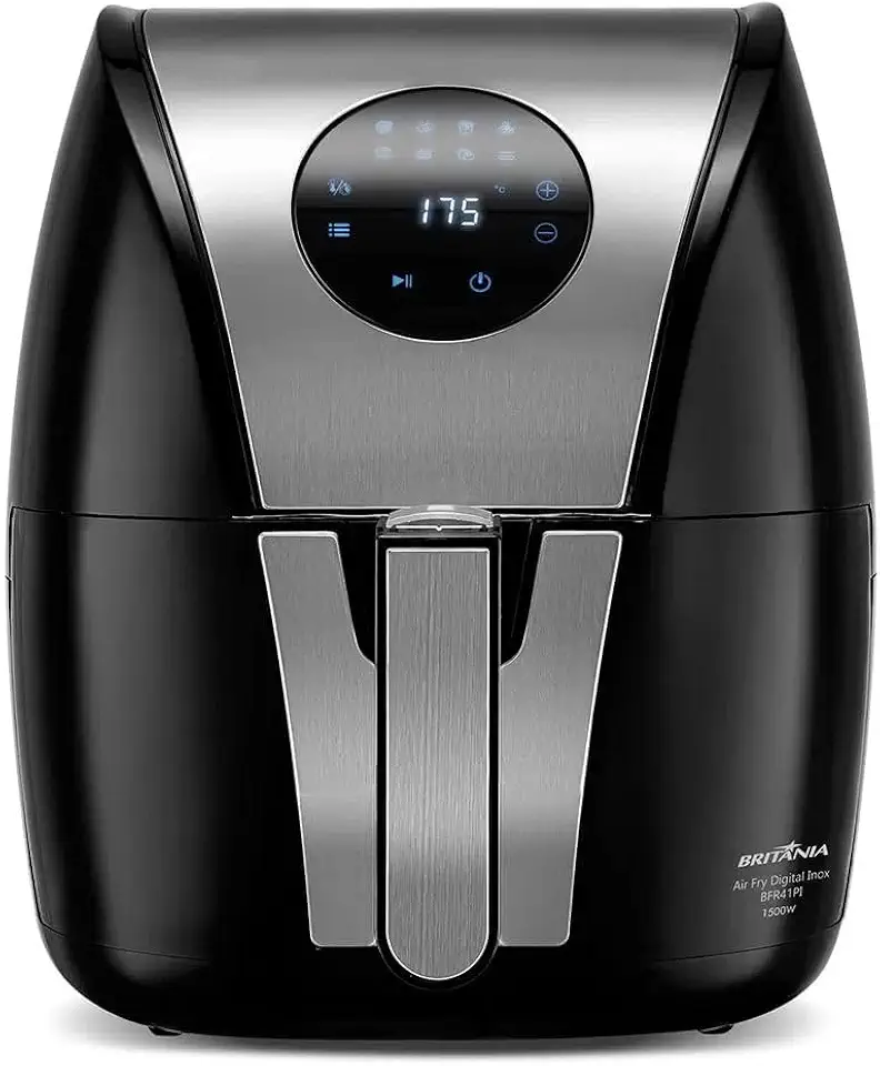 Fritadeira Air Fry Digital Britânia, Pretanox, 1500W - Revestimento Antidaderente, 5L,BFR41PI 220V