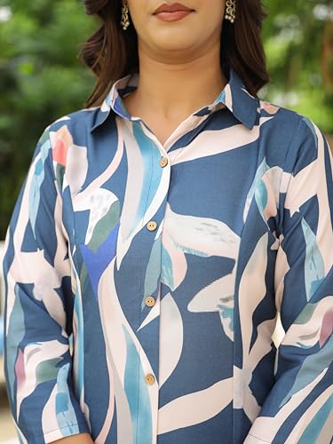 Image of LERIYA FASHION Anarkali Kurta-Set for Women - Viscose Rayon Printed Kurta & Straight Pant | 3 /4 Sleeve Trendy Summer Travel Outfit | Festive Indian Traditional Outfit for Functions & Puja | Picnic | Vacation Wear