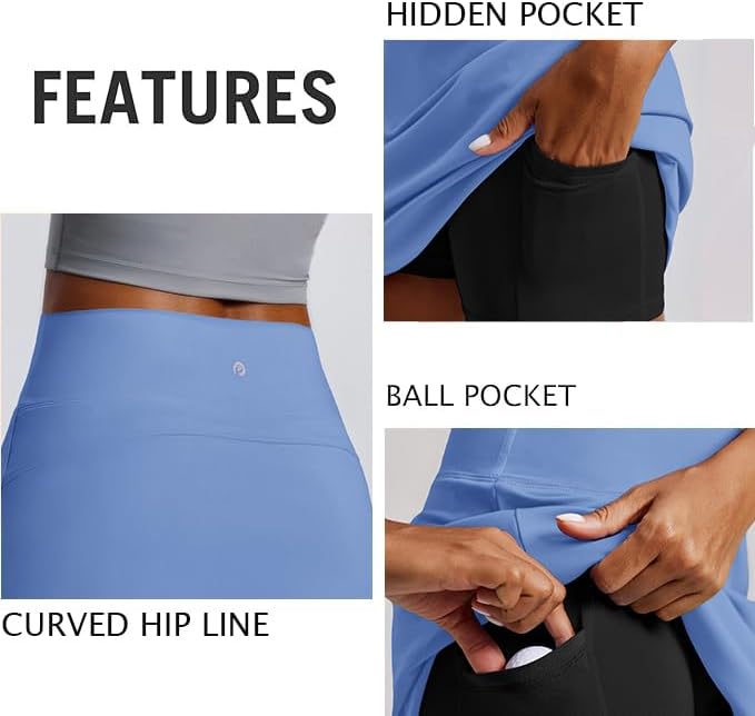 PINSPARK Golf Skirts for Women High Waisted Tennis Skirt with 2 Pockets UPF 50+ Stretch Athletic Skirt for Pickleball Workout - Image 4