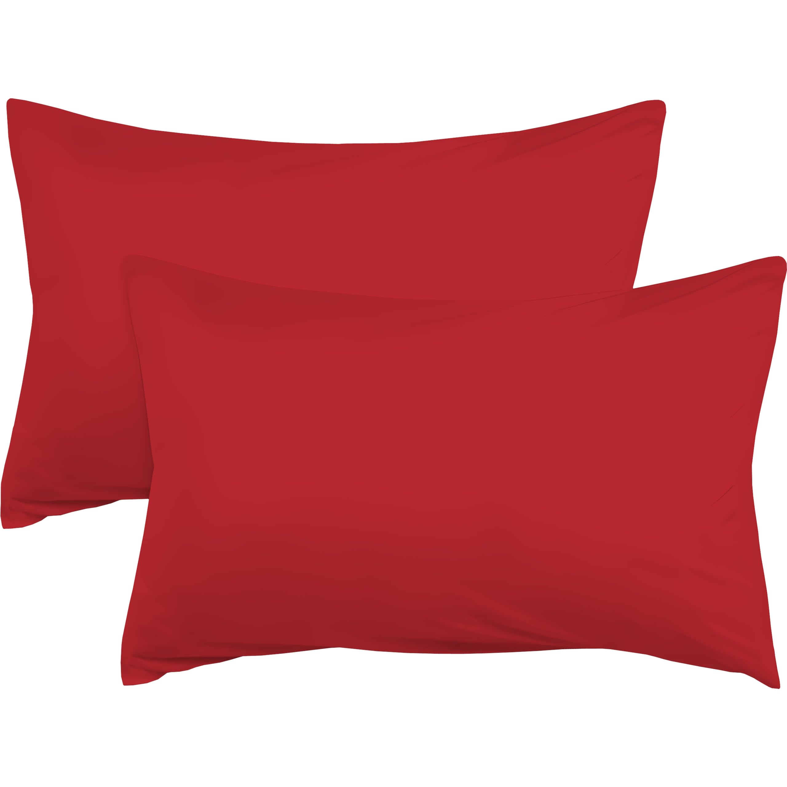 R&Z Plain Dyed Luxury Polycotton Housewife New 2 x Pillow Cases (Red)