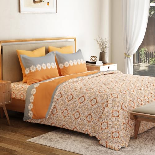 Image of Mytrident Bedsheet for Double Bed King Size |108 inch x 108 inch | Meadow Brown | 120 TC Flatsheet with 2 Pillow Covers| 100% Cotton Bedsheet for King Size Bed | Everyday Collection