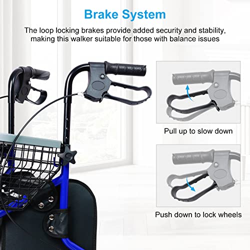 image for Altus Upright Rolling Walker Mobility Aid Rollator with Seat Padded Ar