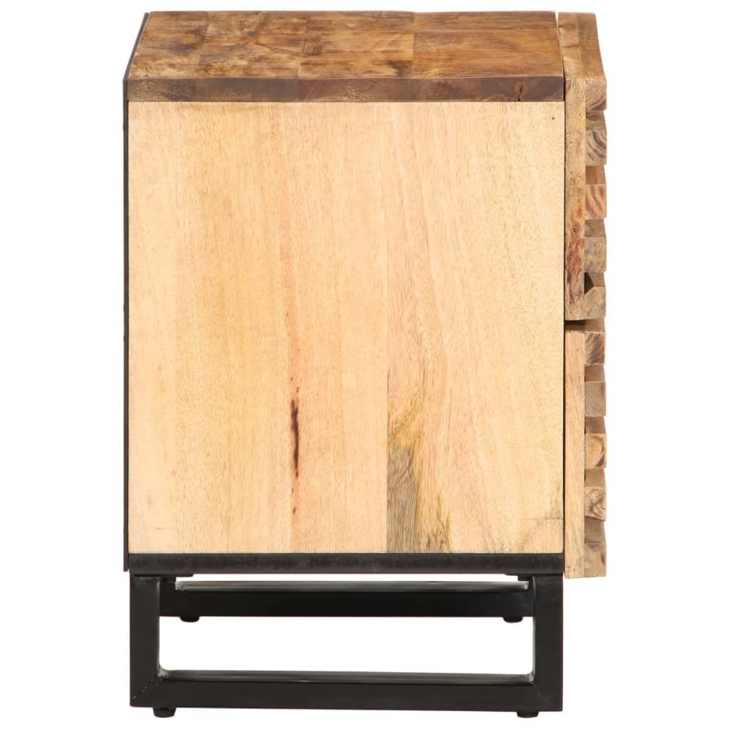 Homgoday Mesita de noche, mesilla de noche, mesita auxiliar, mesa auxiliar, mesa de sofá, consola de noche, con 2 cajones, para cama y dormitorio, 40 x 33 x 46 cm, madera de mango rugosa