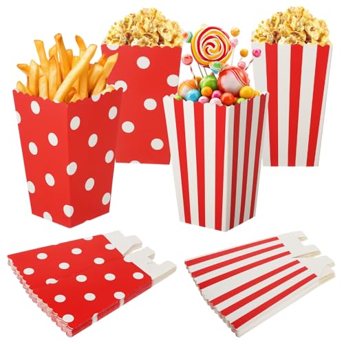 FINEASY 40 Pièces Popcorn Boîtes, Boîtes à Pop corn Conteneur Carton Sacs en Papier pour Bonbons, Cadeaux, Fête d'anniversaire, Cinéma, Collations...