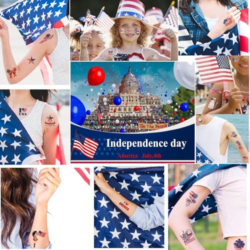 Image of Aresvns 4th of July Patriotic USA Independence Day Temporary Sleeve Tattoo