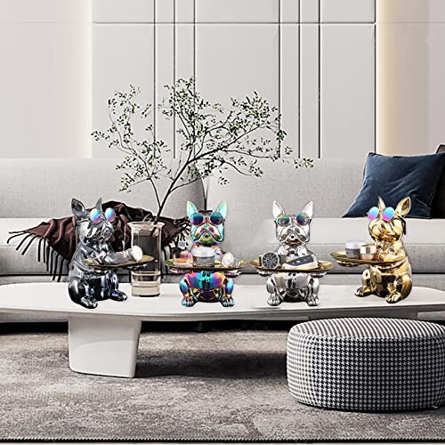 Estatua Bulldog Francés Multifuncional de Resina Dorada miniatura 4