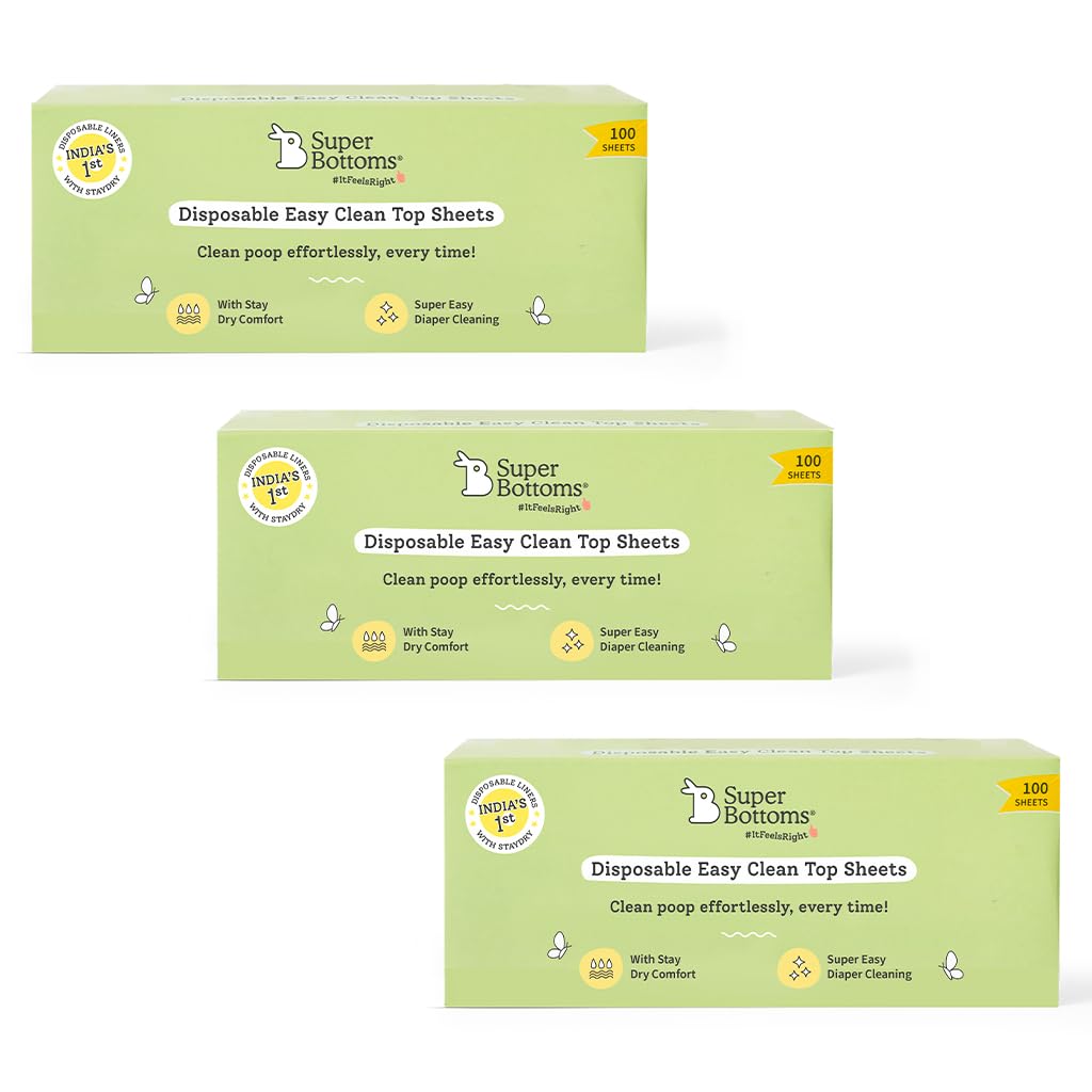 SuperBottoms Disposable Easy Clean Top Sheets l Diaper Liners l Easy To Dispose l Compatible with Cloth Diaper, Langot & Padded Underwear l Hypoallergenic, Skin-Friendly | (100 Per Pack) Pack of 3-image-7
