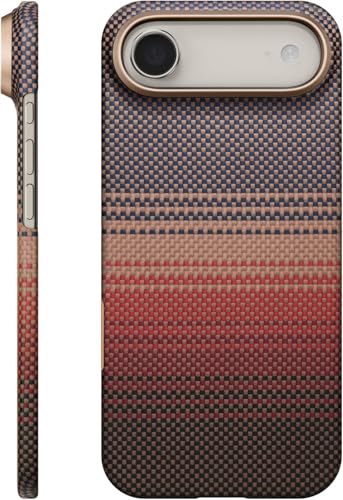 Teklito Luxury Carbon Fiber Aramid Phone Case compatible for iPhone 17 Air 6.5-Inch Ultra-Thin Shockproof Protective Cover Lightweight Anti-Scratch Slim Design Sunset gold