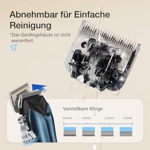FuzzyFix Leise Hundeschermaschine Dichtes Fell, Profi Schermaschine Hund aus PC, Hunde Haarschneidemaschine Hunderasierer Tierhaarschneidemaschine Hundetrimmer für Dickes Lockiges Tierhaare,Blau