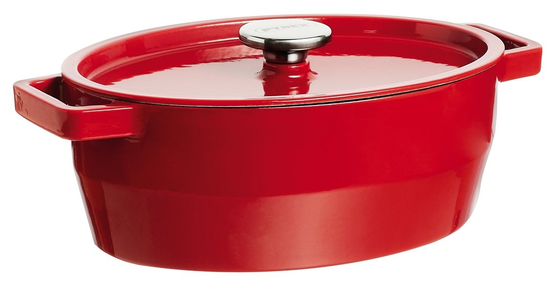 Pyrex 4936879 - Cocotte ovale 3,8 L, cottura lenta, colore: Rosso