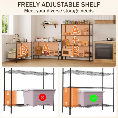 Image of GarveeTech Heavy Duty Garage Shelving Unit, 48 in L x 20 in D x 60 in H, Adjustable Wire Shelving Unit, 1200 LBS Load Capacity, 4-Tier Durable Metal Shelves for Garage, Pantry, Basement, Workshop