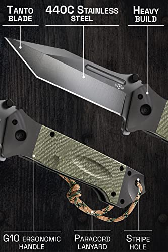Pocket Knife Spring Assisted Knife - Folding Tactical Knives Japanese Tanto Blade Knives - Ninja Assisted Opening Knife - Best For Camping Hiking Edc Work Knife Birthday Christmas Gifts For Men 6688 #TOP2