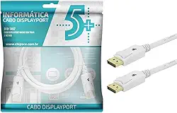 5+ Cabo Displayport + Displayport 1.2 - Branco - 2M - com Trava
