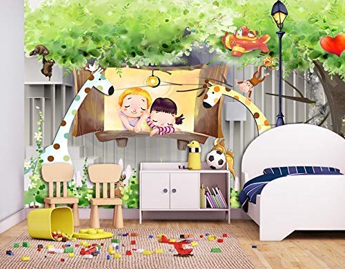 Amazon Com Murwall Kids Wallpaper Cute Animal Wall Mural 3d Cartoon Forest Wall Print Nursery Wall Decor Baby Room Play Room Handmade