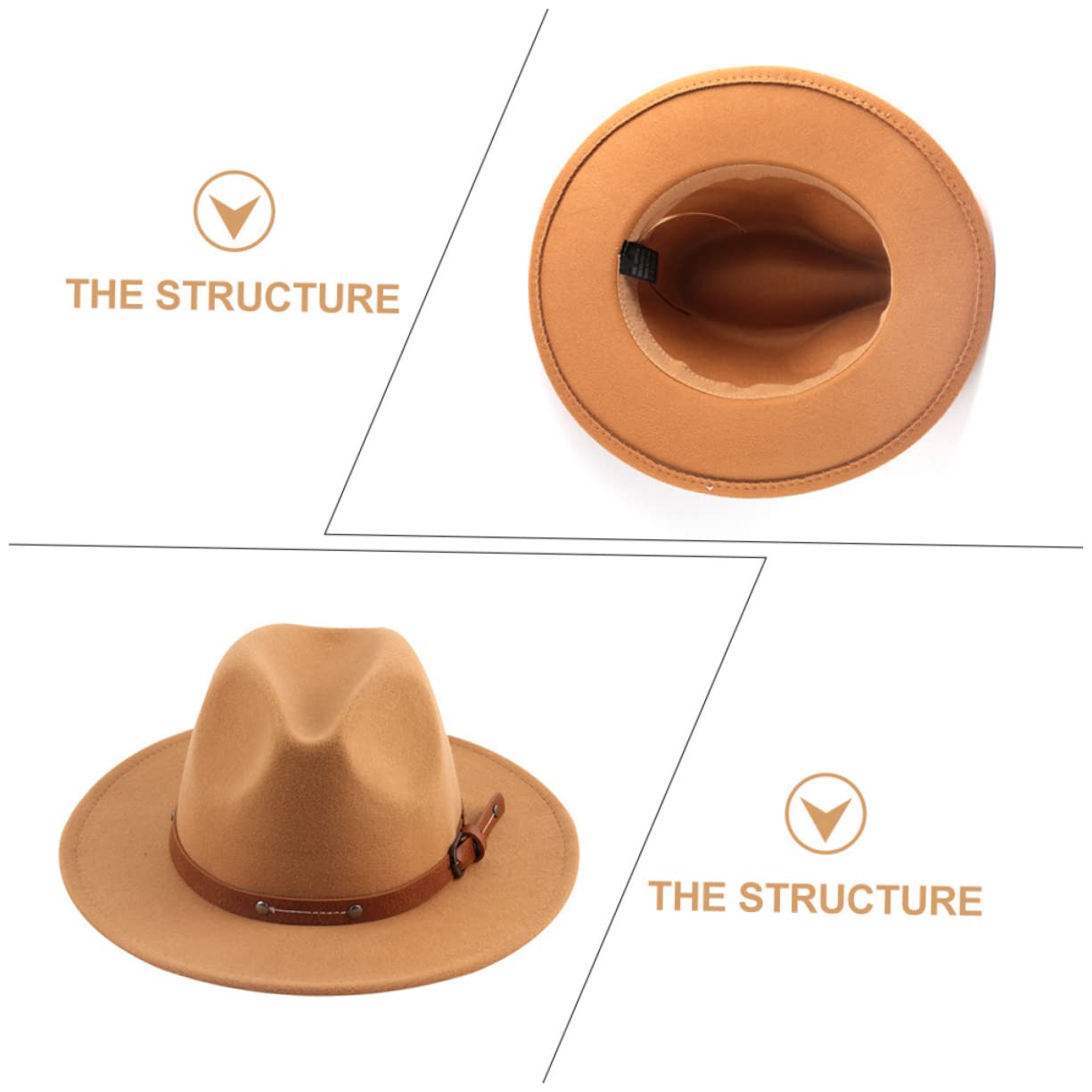 Didiseaon Elegant Wide Brim Jazz Hat Fashionable Woolen Hat for Men Women Ideal for Parties Church Events Khaki