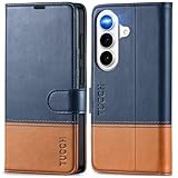 TUCCH Handyhülle für Galaxy S26 6,3 Zoll 2026 | RFID-Blocker Hülle mit 3 Kartenfächer, Magnetische Schutzhülle, Ständer, Stoßfeste TPU-Innenhülle, PU-Leder, Blau-Braun