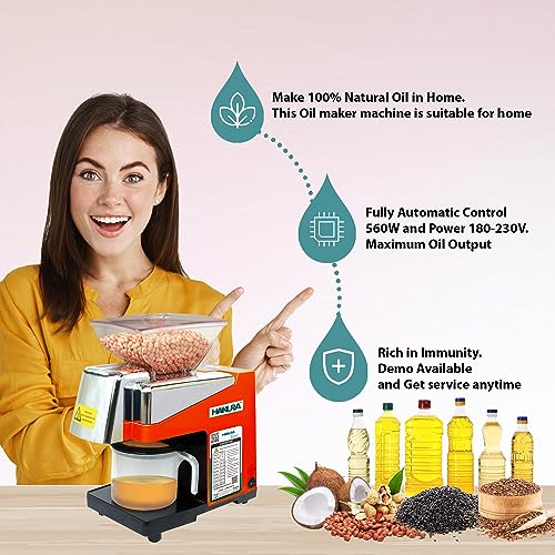 Image of HAKURA H2O-2B Comfort Oil Extractor Oil Maker Press Machine For Home 560 Watts (Red)