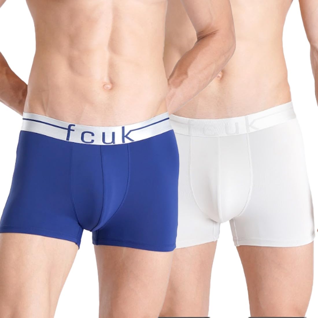 FCUKPolyamide-Elastane FLO Mersey,Men's Solid Trunks Pack of 2 Regular Fit