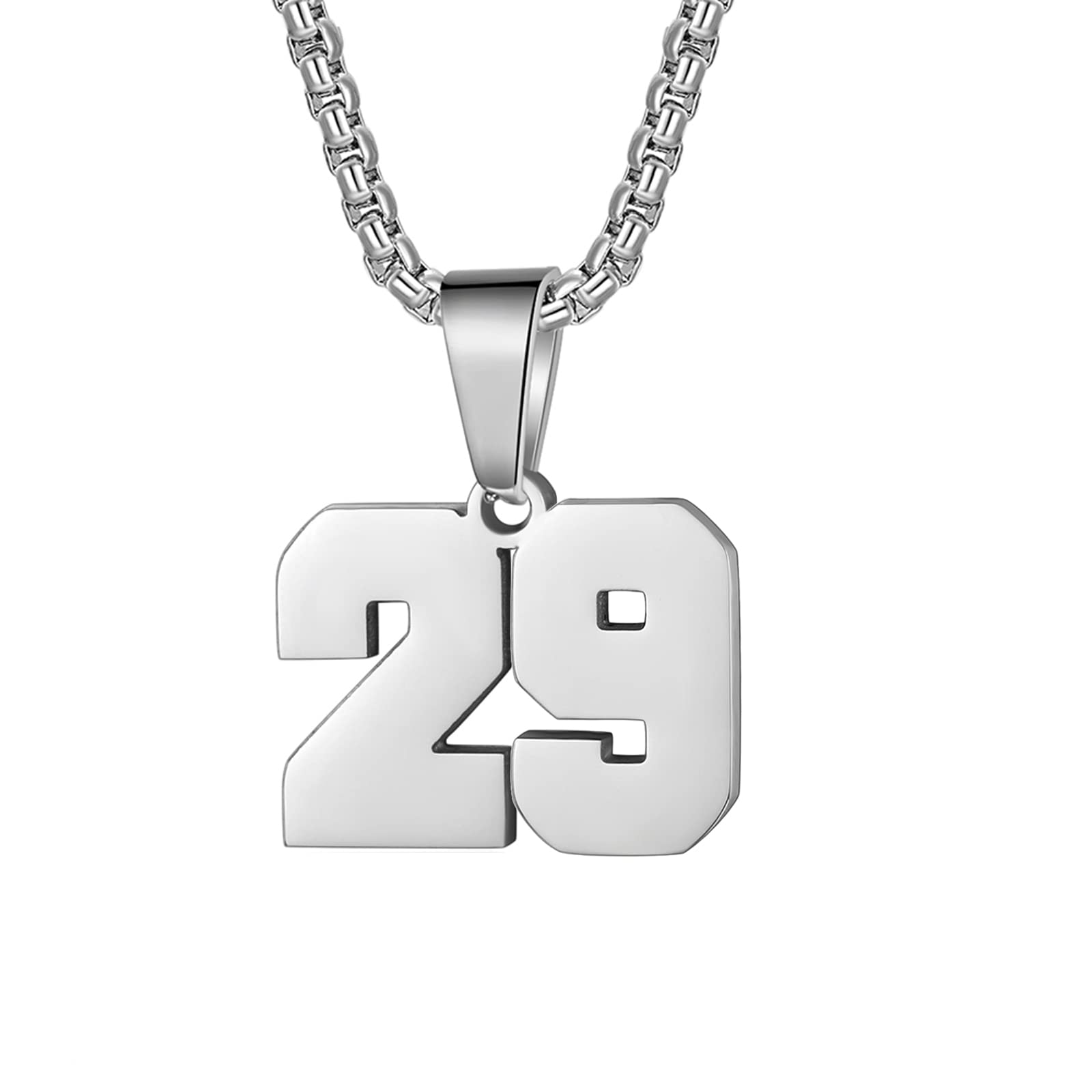 SusookNumber Necklace for Boy Black Athletes Number Stainless Steel Chain 00-99 Number Charm Pendant Personalized Sports Jewelry for Men Basketball Baseball Football