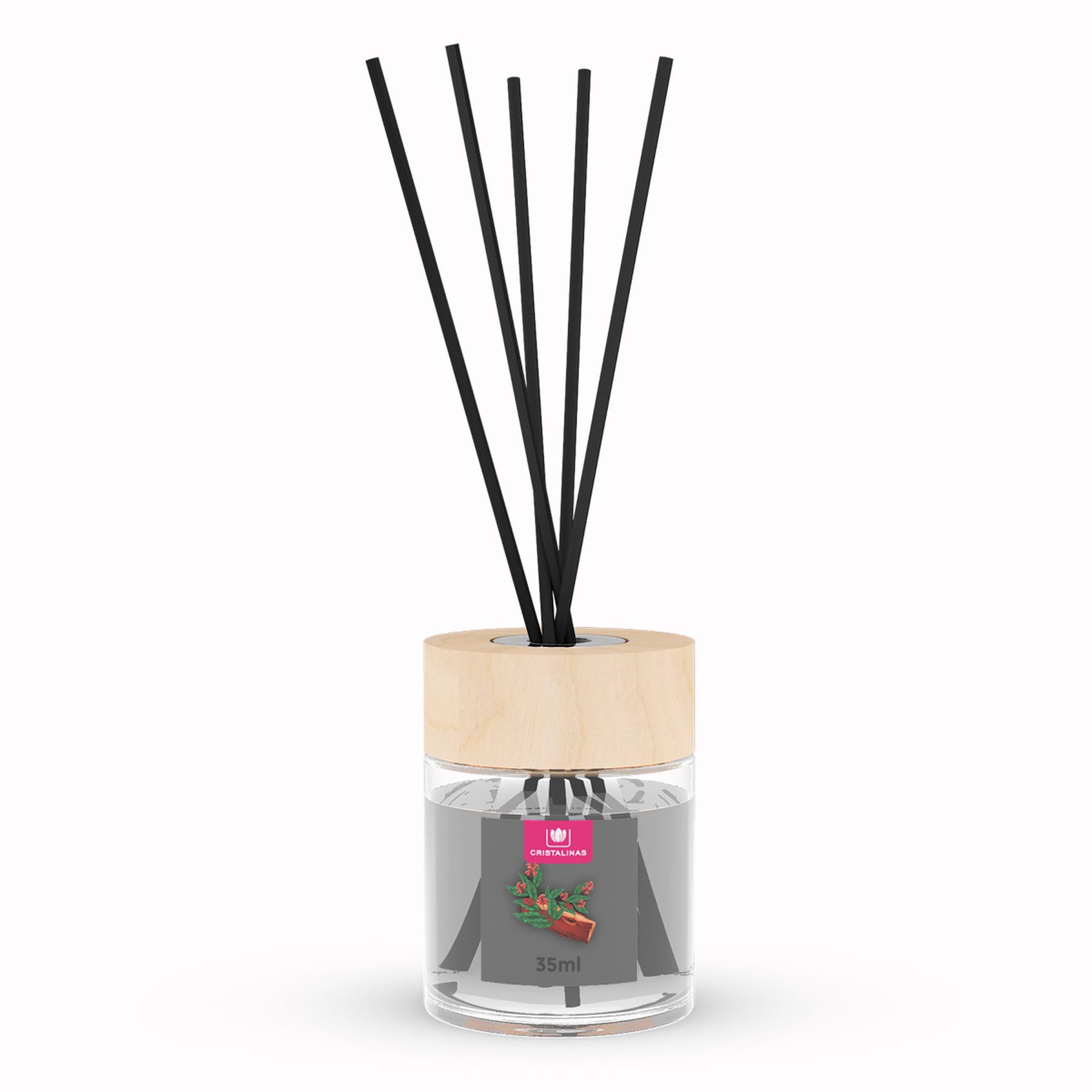 Cristalinas 35ml Sandalwood & Cedar Air Fresheners for Home - Reed Diffusers for home - Home Fragrance Lasts upto 8 weeks - Room Diffuser Sticks with Coloured Fragrance Oil